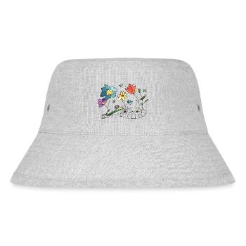 Blumen - Stanley/Stella recycelter Bucket Hat - Grau meliert - Vorne