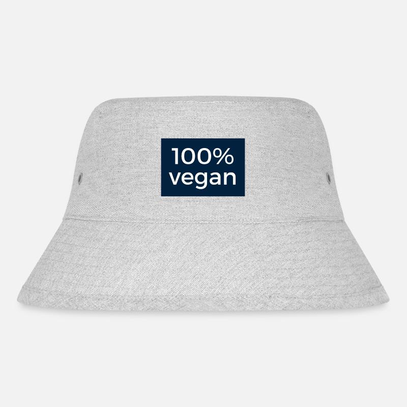100 % vegan - Design in blau und weiß - Stanley/Stella recycelter Bucket Hat - Grau meliert