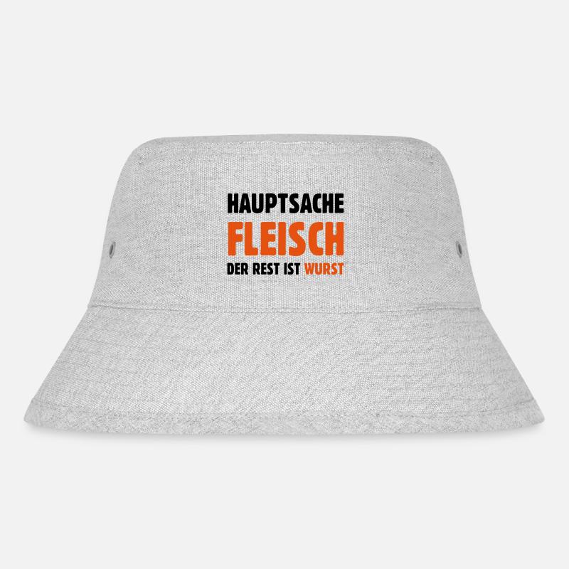 Hauptsache Fleisch - Stanley/Stella recycelter Bucket Hat - Grau meliert