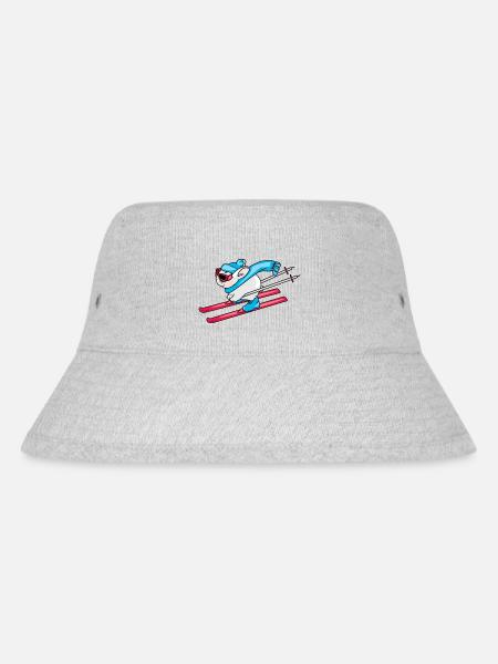 Funny rabbit on skis - Stanley/Stella Recycled Bucket Hat - heather grey