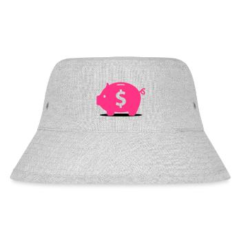 Pink piggy bank - Stanley/Stella Recycled Bucket Hat - heather grey - Front