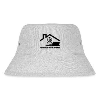 Arbeiten von zu Hause aus mit Strichmännchen hinter dem Laptop - Stanley/Stella recycelter Bucket Hat - Grau meliert - Vorne