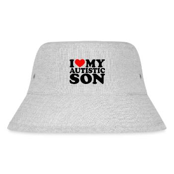 I Love My Autistic Son I Red Heart My Son - Stanley/Stella recycelter Bucket Hat - Grau meliert - Vorne
