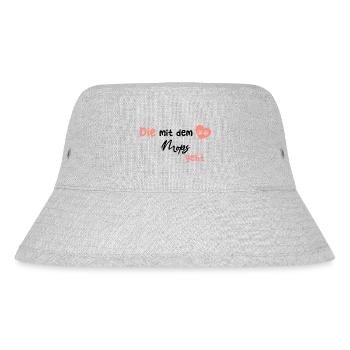 Die mit dem Mops geht - Hund Hundeliebhaber Humor - Stanley/Stella recycelter Bucket Hat - Grau meliert - Vorne