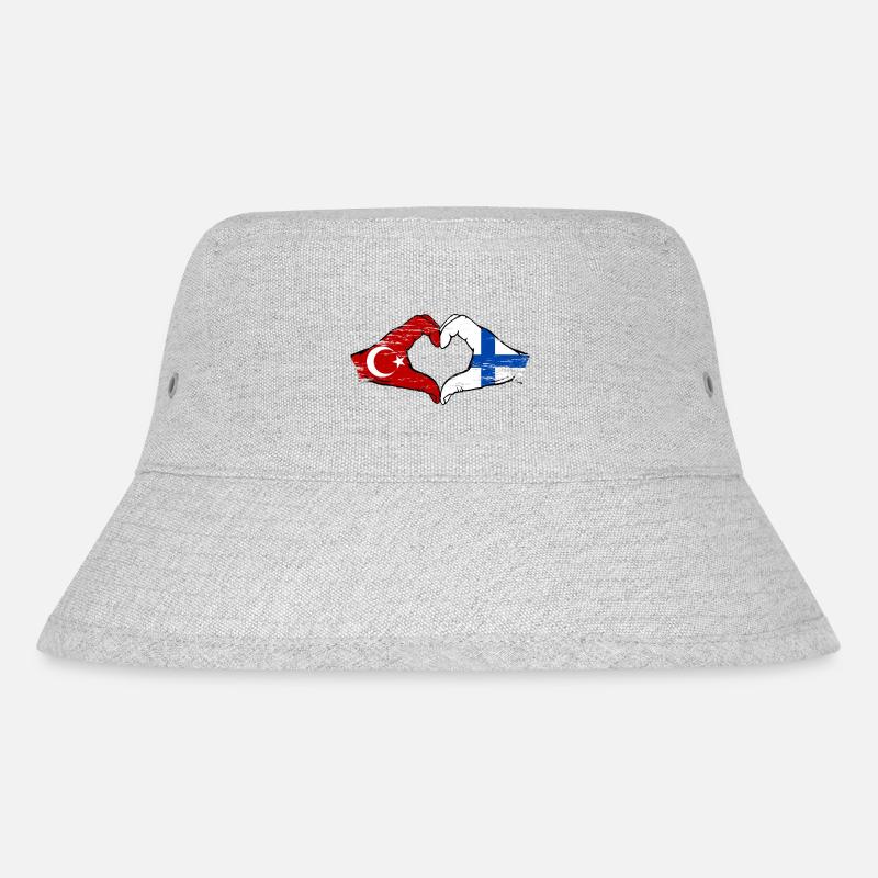 Turquie Finlande Drapeau Mains Coeur Forme Utilisé - Bob recyclé Stanley/Stella - gris chiné