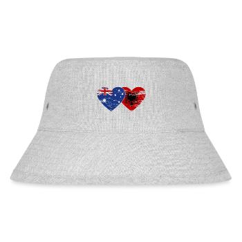 Australia Albania flag heart used - Stanley/Stella Recycled Bucket Hat - heather grey - Front