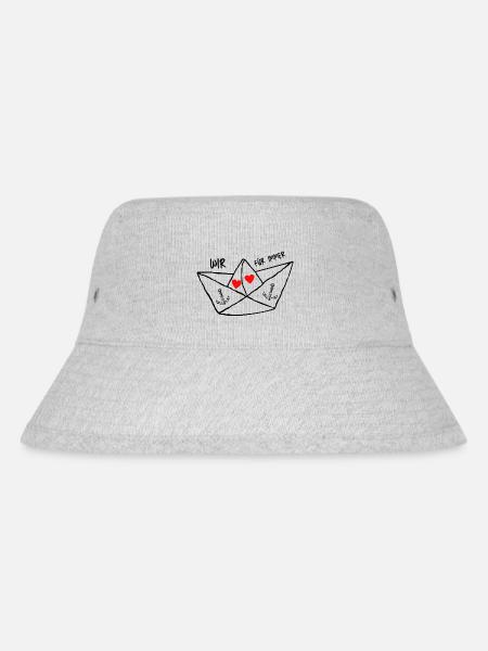 Papierschiff - Schiff - Boot Liebe Anker Wir ... - Stanley/Stella recycelter Bucket Hat - Grau meliert