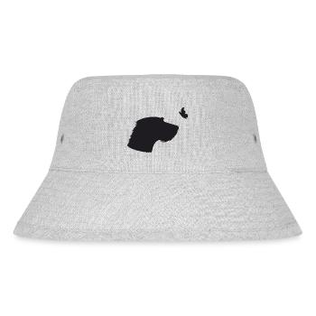 Rauhaardackel mit Schmetterling - Stanley/Stella recycelter Bucket Hat - Grau meliert - Vorne