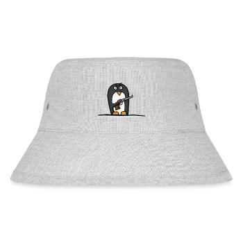 Pinguin mit Pistole - Stanley/Stella recycelter Bucket Hat - Grau meliert - Vorne
