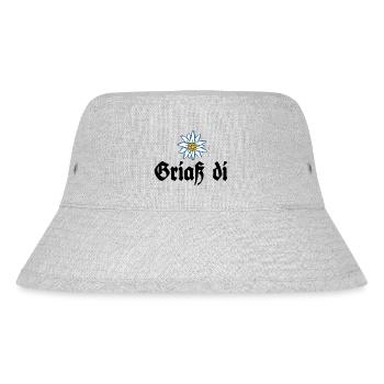 Griaß di - Alpen Edelweiß Gruß aus Bayern - Stanley/Stella recycelter Bucket Hat - Grau meliert - Vorne