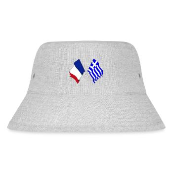 Flagge Frankreichs und Flagge Griechenlands - Stanley/Stella recycelter Bucket Hat - Grau meliert - Vorne