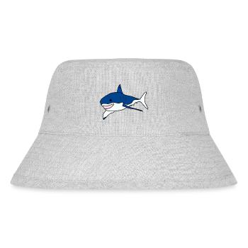 Great White Shark Cartoon - Stanley/Stella Recycled Bucket Hat - heather grey - Front