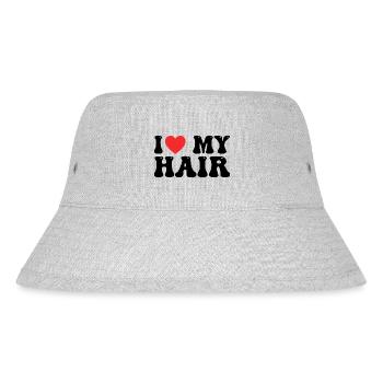 Ich liebe meine Haare - J'aime Mes Cheveux - Stanley/Stella recycelter Bucket Hat - Grau meliert - Vorne