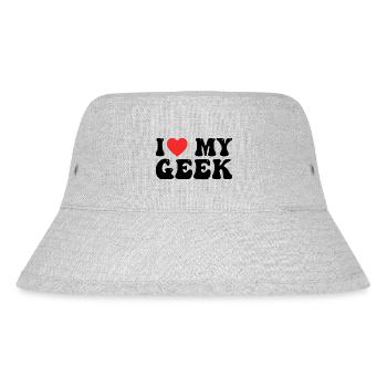 Ich liebe meinen Geek - Stanley/Stella recycelter Bucket Hat - Grau meliert - Vorne