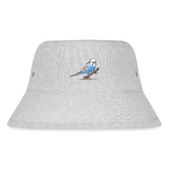 Blauer Wellensittich auf Fingerboard - Stanley/Stella recycelter Bucket Hat - Grau meliert - Vorne