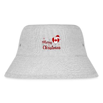 Joyoux Noel Christmas Canada Flag Heart - Stanley/Stella Recycled Bucket Hat - heather grey - Front