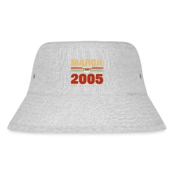 18. Geburtstag März Jahrgang 2005 Geschenkidee - Stanley/Stella recycelter Bucket Hat - Grau meliert - Vorne