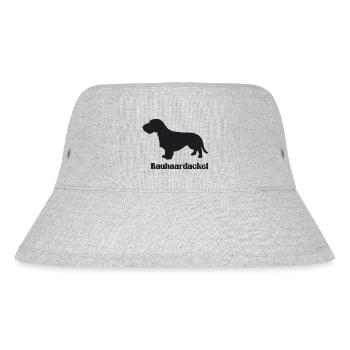 Rauhaardackel Silhouette - Stanley/Stella recycelter Bucket Hat - Grau meliert - Vorne