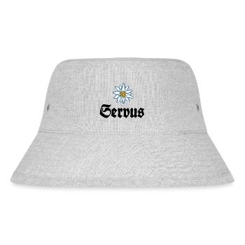 Servus - Alpen Edelweiß Gruß aus Bayern - Stanley/Stella recycelter Bucket Hat - Grau meliert - Vorne