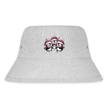 Adorable Penguin Santa Hat Winter Snowball Fight - Stanley/Stella Recycled Bucket Hat - heather grey - Front
