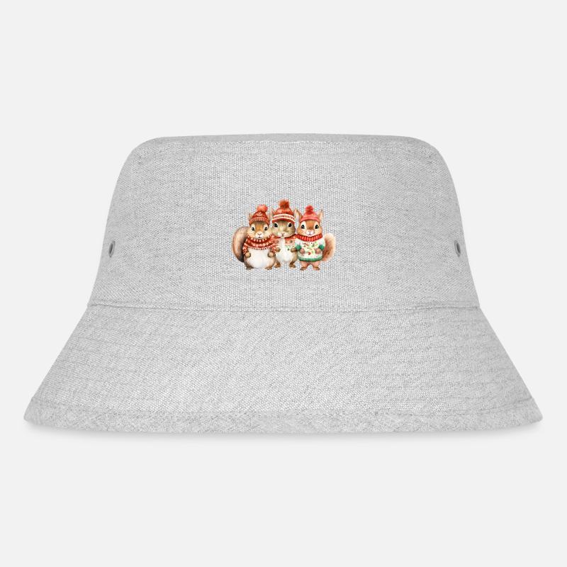 Winterliches Eichhörchen-Trio - Stanley/Stella recycelter Bucket Hat - Grau meliert