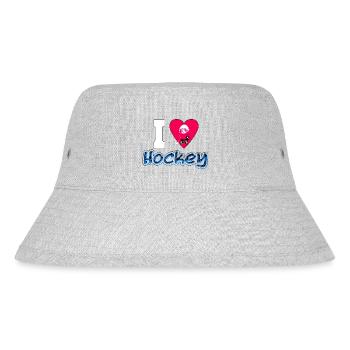 I Love Hockey - 3D Design - Stanley/Stella recycelter Bucket Hat - Grau meliert - Vorne