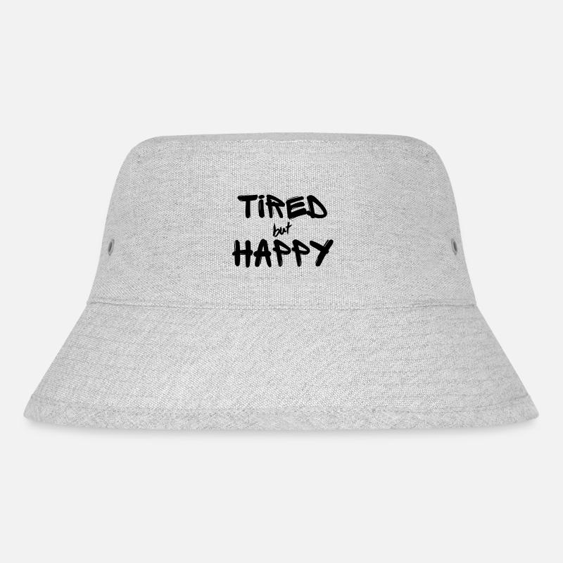 Tired but Happy black - Stanley/Stella recycelter Bucket Hat - Grau meliert