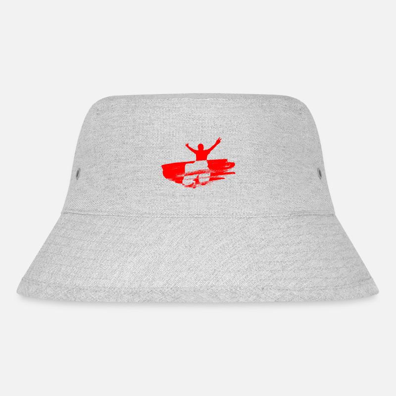 Paralimpisches Rot - Stanley/Stella recycelter Bucket Hat - Grau meliert