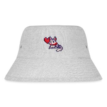 Pixelart Cat with Heart - Stanley/Stella recycelter Bucket Hat - Grau meliert - Vorne