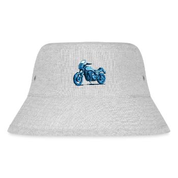 Motorrad Illustration im 8 Bit Vektor Look - Stanley/Stella recycelter Bucket Hat - Grau meliert - Vorne