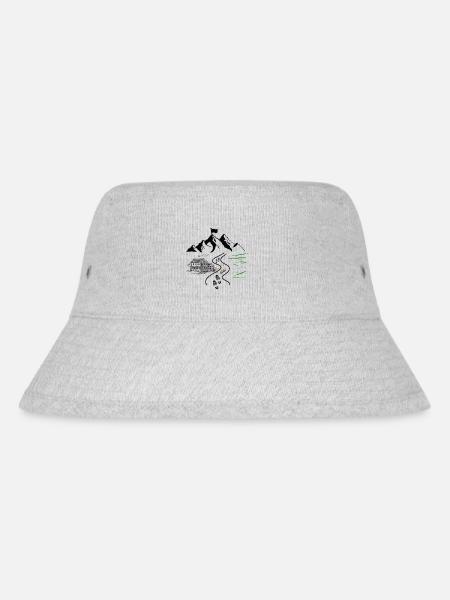 Wandern - Bergdesign mit Wanderweg - Stanley/Stella recycelter Bucket Hat - Grau meliert