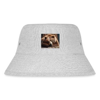 Niedliche Tiere im Winterschlaf – Braunbär - Stanley/Stella recycelter Bucket Hat - Grau meliert - Vorne