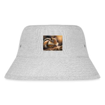 Niedliche Tiere im Winterschlaf – Streifenhörnchen - Stanley/Stella recycelter Bucket Hat - Grau meliert - Vorne