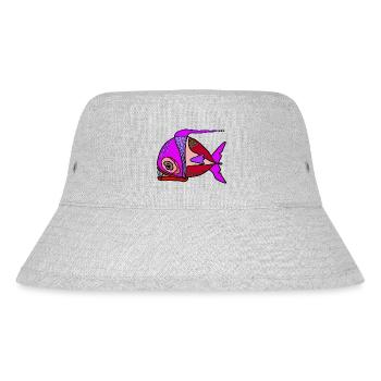 Bunter Surrealfisch Patchwork - Stanley/Stella recycelter Bucket Hat - Grau meliert - Vorne