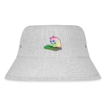 Rainbow DJ Kitty - dj cat - Stanley/Stella Recycled Bucket Hat - heather grey - Front