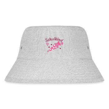 Schulkind Herz rosa Schulanfang - Stanley/Stella recycelter Bucket Hat - Grau meliert - Vorne