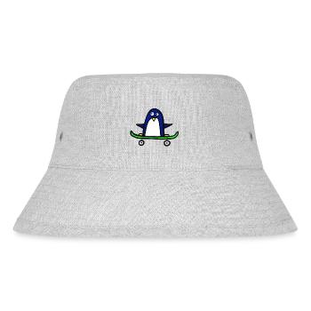 Pinguin fährt Skateboard - Stanley/Stella recycelter Bucket Hat - Grau meliert - Vorne