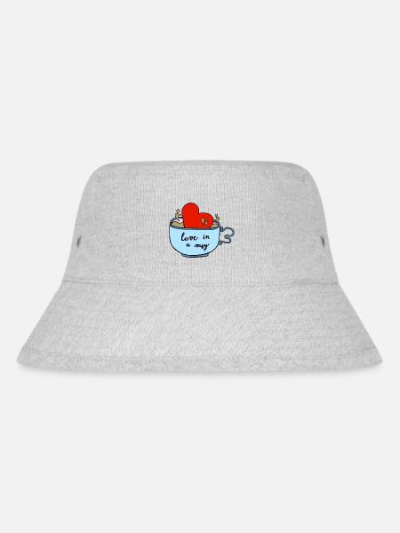 Liebe im Becher - Stanley/Stella recycelter Bucket Hat - Grau meliert
