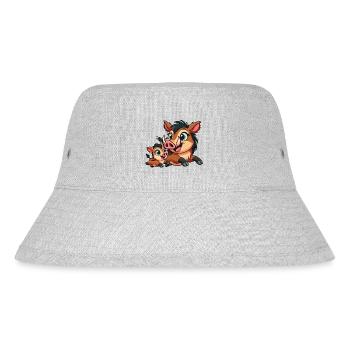 Wildschweinmutter und Kind beim Herumtollen - Stanley/Stella recycelter Bucket Hat - Grau meliert - Vorne