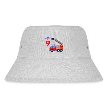 Feuerwehrfahrzeug 9 Geburtstag Kinder - Stanley/Stella recycelter Bucket Hat - Grau meliert - Vorne