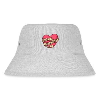 Happy Valentinstag Vintage-Tattoo-Stil - Stanley/Stella recycelter Bucket Hat - Grau meliert - Vorne