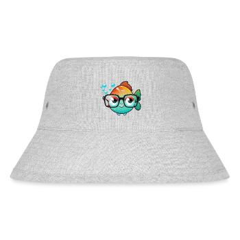 Kawaii Cute Happy Colorful Fish with Sunglasses - Stanley/Stella Recycled Bucket Hat - heather grey - Front