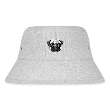 Mops Design Grafik Druck Motiv - Stanley/Stella recycelter Bucket Hat - Grau meliert - Vorne