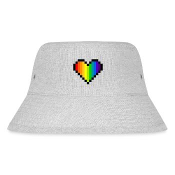 Pixel Art Regenbogenherz - LGBT Pride - Stanley/Stella recycelter Bucket Hat - Grau meliert - Vorne