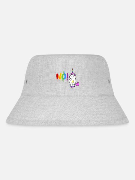 Rosa Cartoon Einhorn pinkelt das Wort "Nö!" - Stanley/Stella recycelter Bucket Hat - Grau meliert