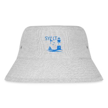 Ein Leuchtturm mit Möwen und Insel Karte von Sylt - Stanley/Stella recycelter Bucket Hat - Grau meliert - Vorne