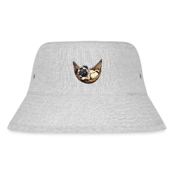 Mops schläft in Hängematte Lustiges Schlaf Mops - Stanley/Stella recycelter Bucket Hat - Grau meliert - Vorne