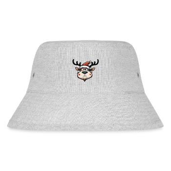 Genervtes Rentier mit Weihnachtsmütze - Stanley/Stella recycelter Bucket Hat - Grau meliert - Vorne