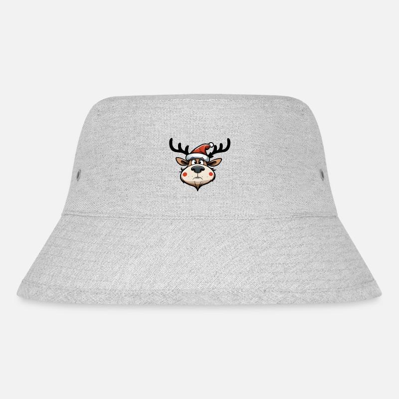 Genervtes Rentier mit Weihnachtsmütze - Stanley/Stella recycelter Bucket Hat - Grau meliert