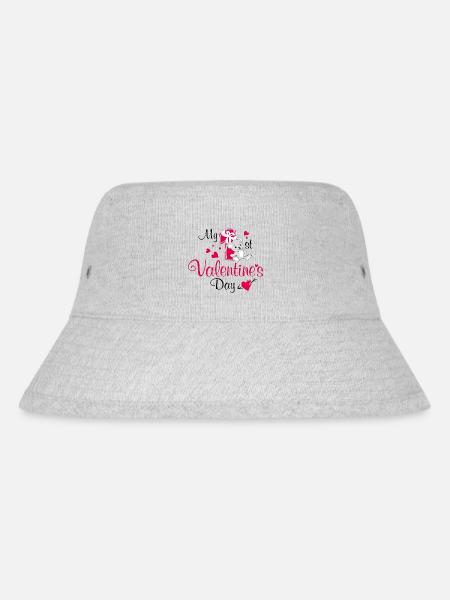 My first Valentine's day. Cute design - Stanley/Stella Recycled Bucket Hat - heather grey